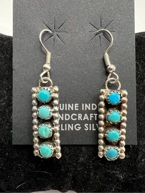 Handcrafted Turquoise Drop Earrings - Sterling Silver